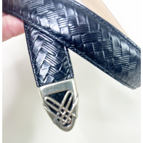 VTG Brighton Women\'s Belt Size Medium 30 Black Leather Braided Filigree 1993 EUC main image 6